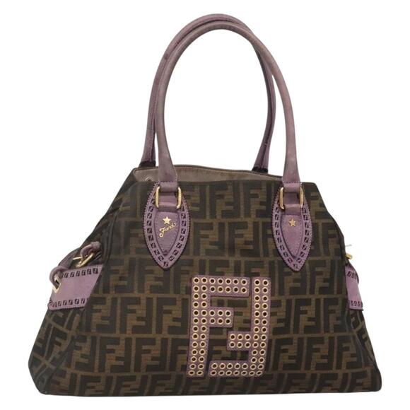 FENDI Zucca Canvas Tote Bag Black Brown - Picture 1 of 12